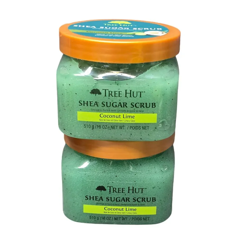 TREE HUT Coconut Lime Shea Sugar Scrub 18 oz | Exfoliating Body Care Set of 2